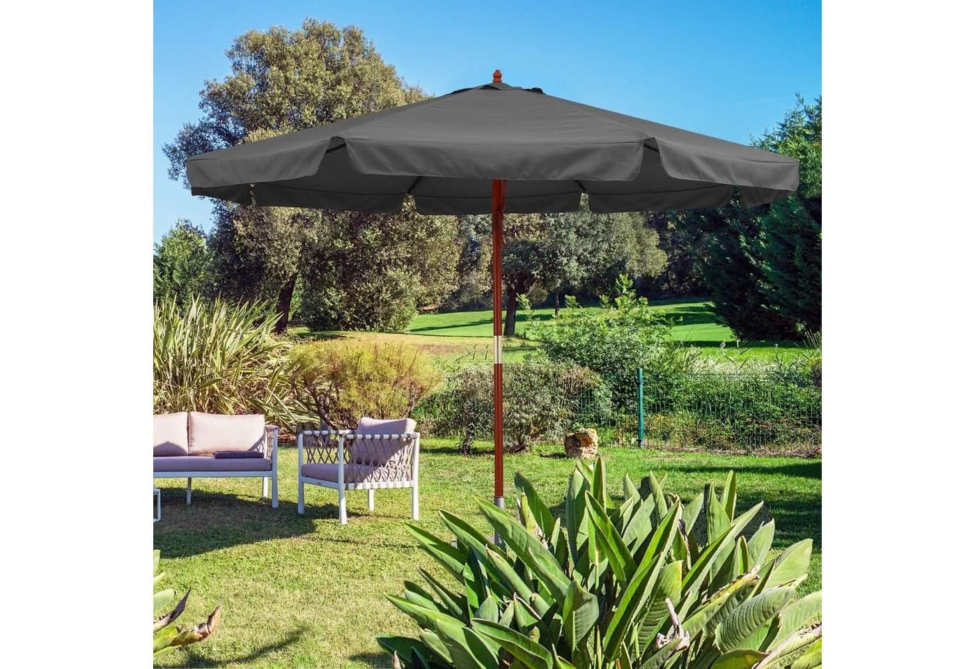 Kingsleeve Sonnenschirm 330 cm Anthrazit Wasserabweisend