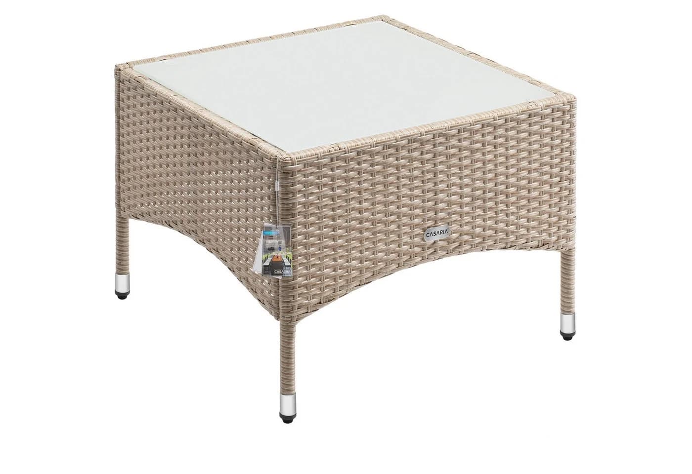 Casaria Beistelltisch Polyrattan Höhenverstellbar Glasplatte - Bild 2