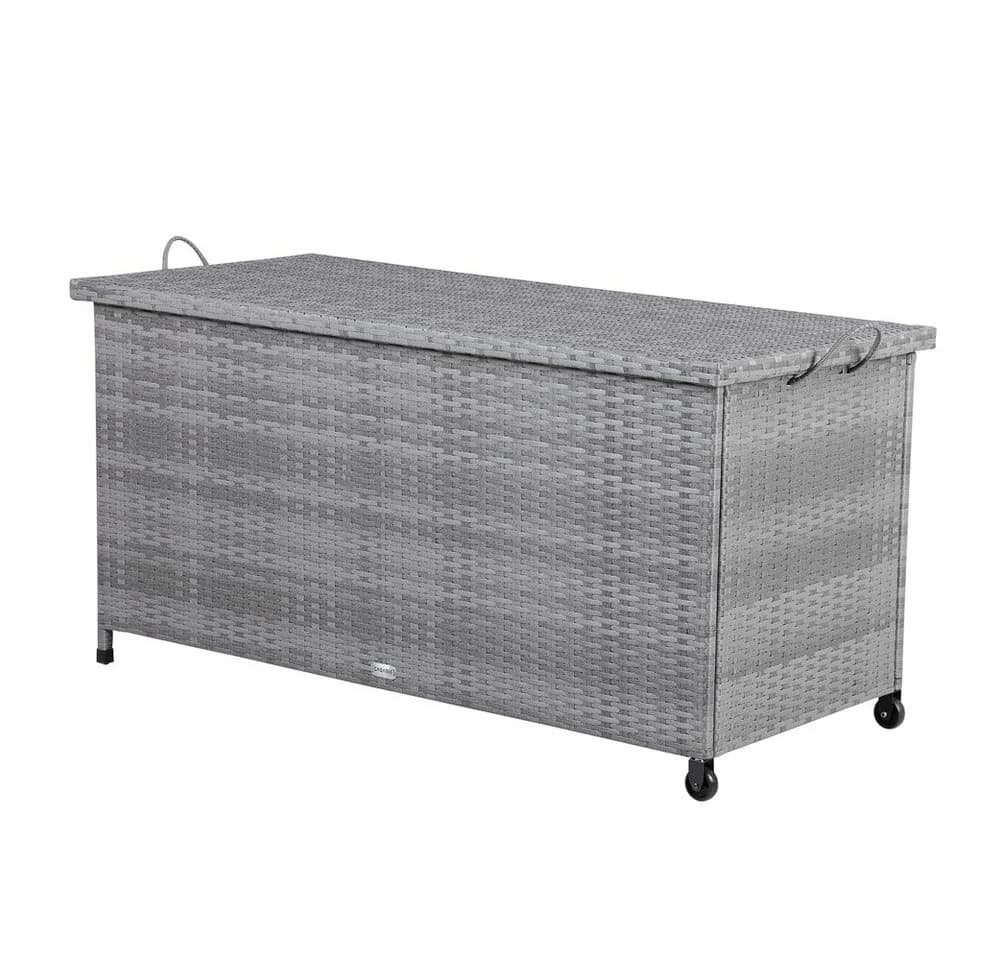 Casaria Auflagenbox Grau mit Rollen, Gasdruckfedern & Innenplane - Bild 2