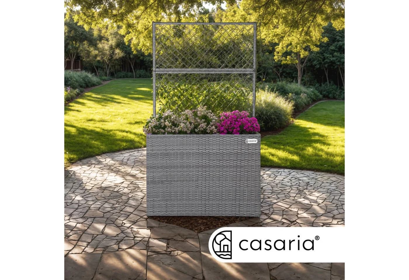 Casaria Blumenkasten mit Rankgitter 3 Innentöpfe Polyrattangeflecht - Bild 5