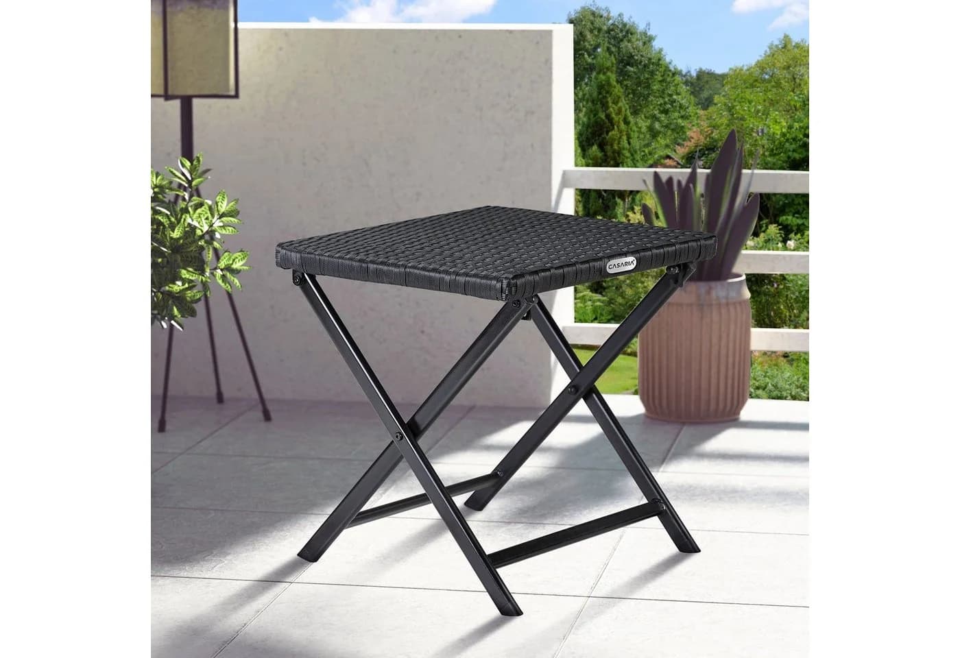 Casaria Gartenstuhl Rom Schwarz Polyrattan Klappbar