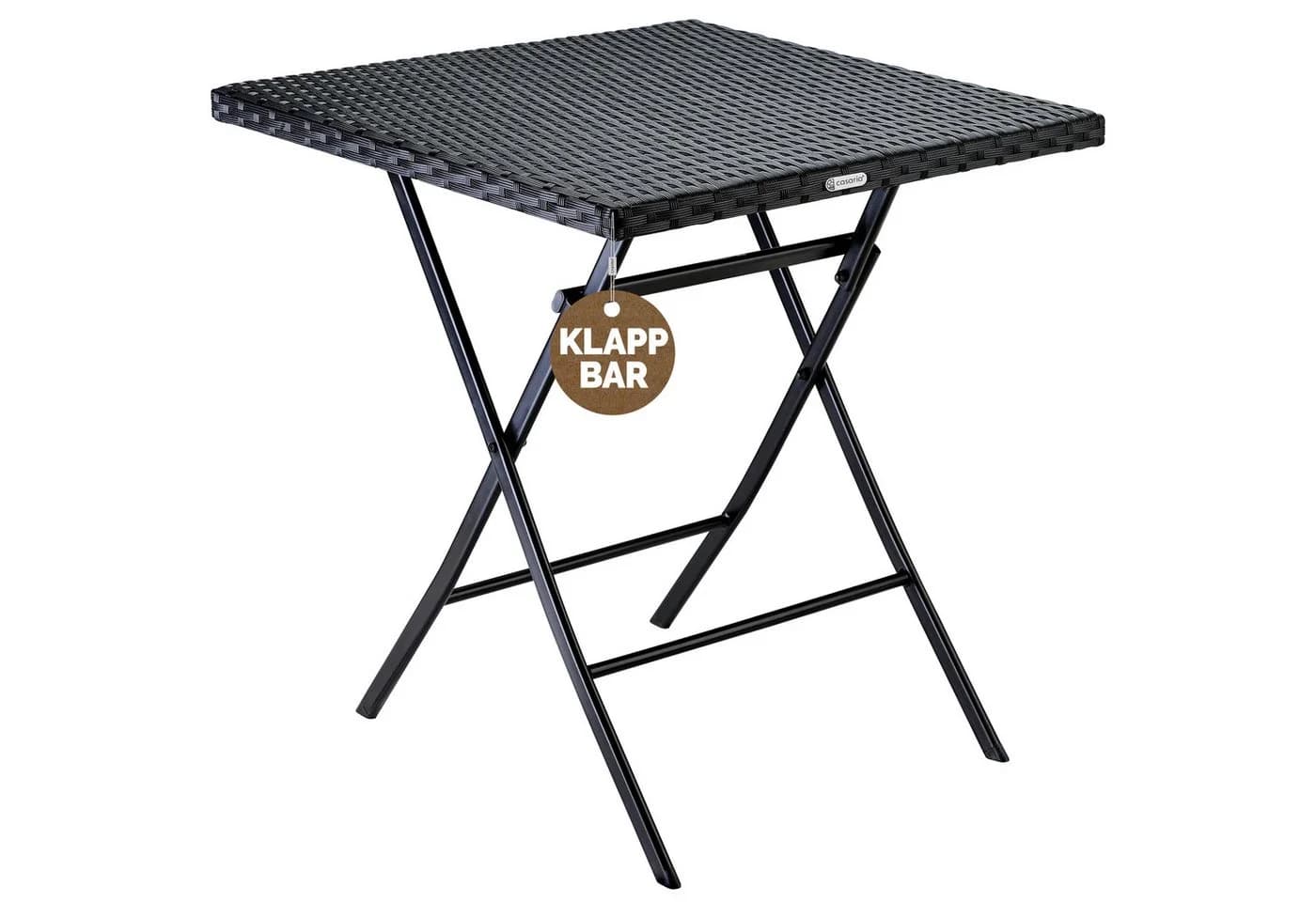 Casaria Klapptisch Rom Schwarz Polyrattan Klappbar Tragbar - Bild 2