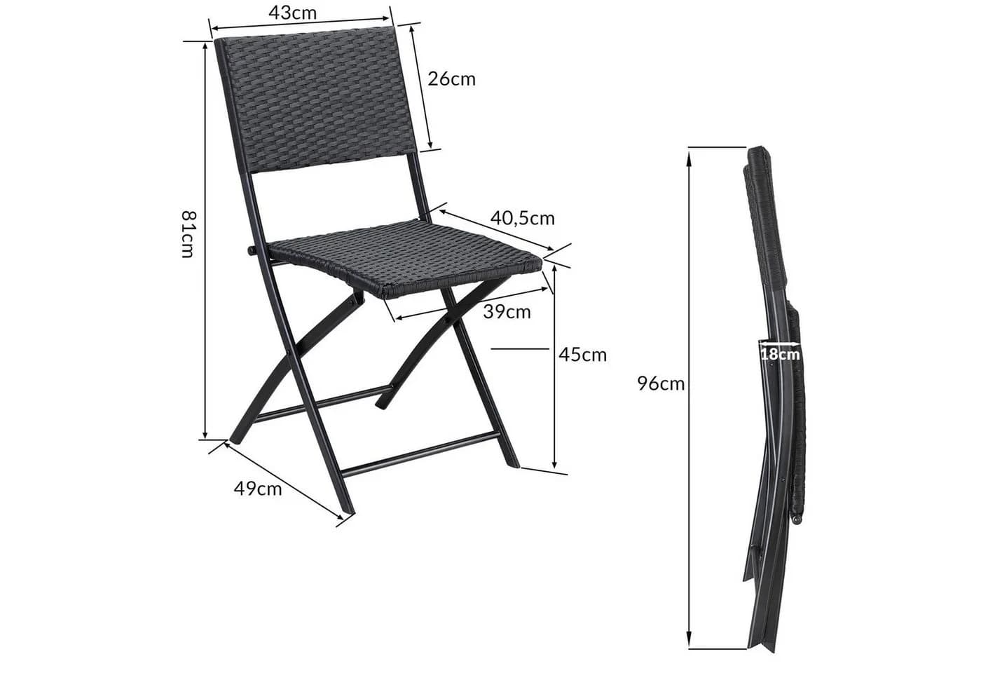 Casaria Klappstuhl Rom 2er Set Polyrattan Klappbar 120kg - Bild 3