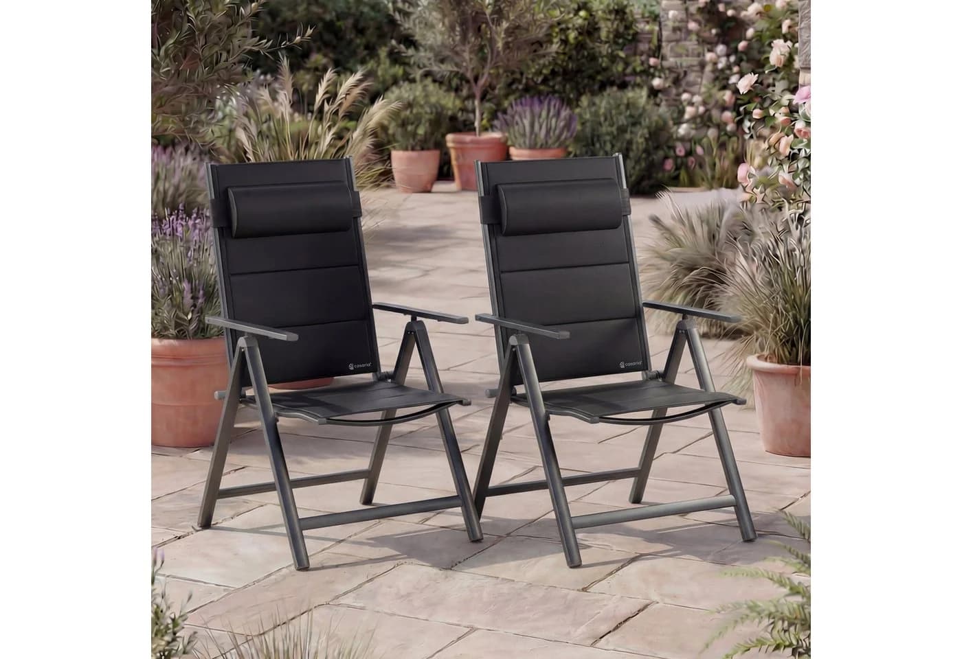 Casaria Gartenstuhl Bern Premium 2er Set Gepolstert Alu