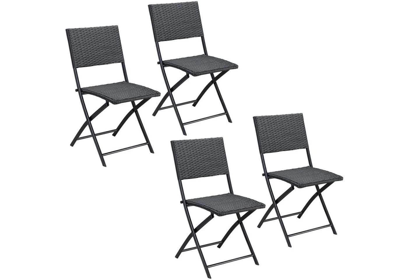 Casaria Klappstuhl Rom 4er Set Polyrattan 120kg Belastbarkeit Platzsparend Klappbar Leicht - Bild 2