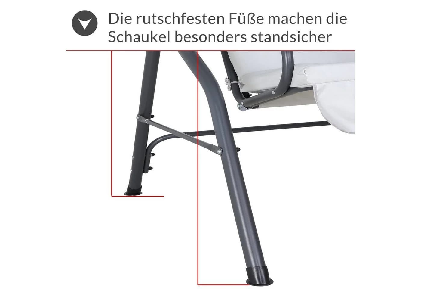 Casaria Hollywoodschaukel 2-Sitzer Wetterfest Hellgrau mit Dach - Bild 5
