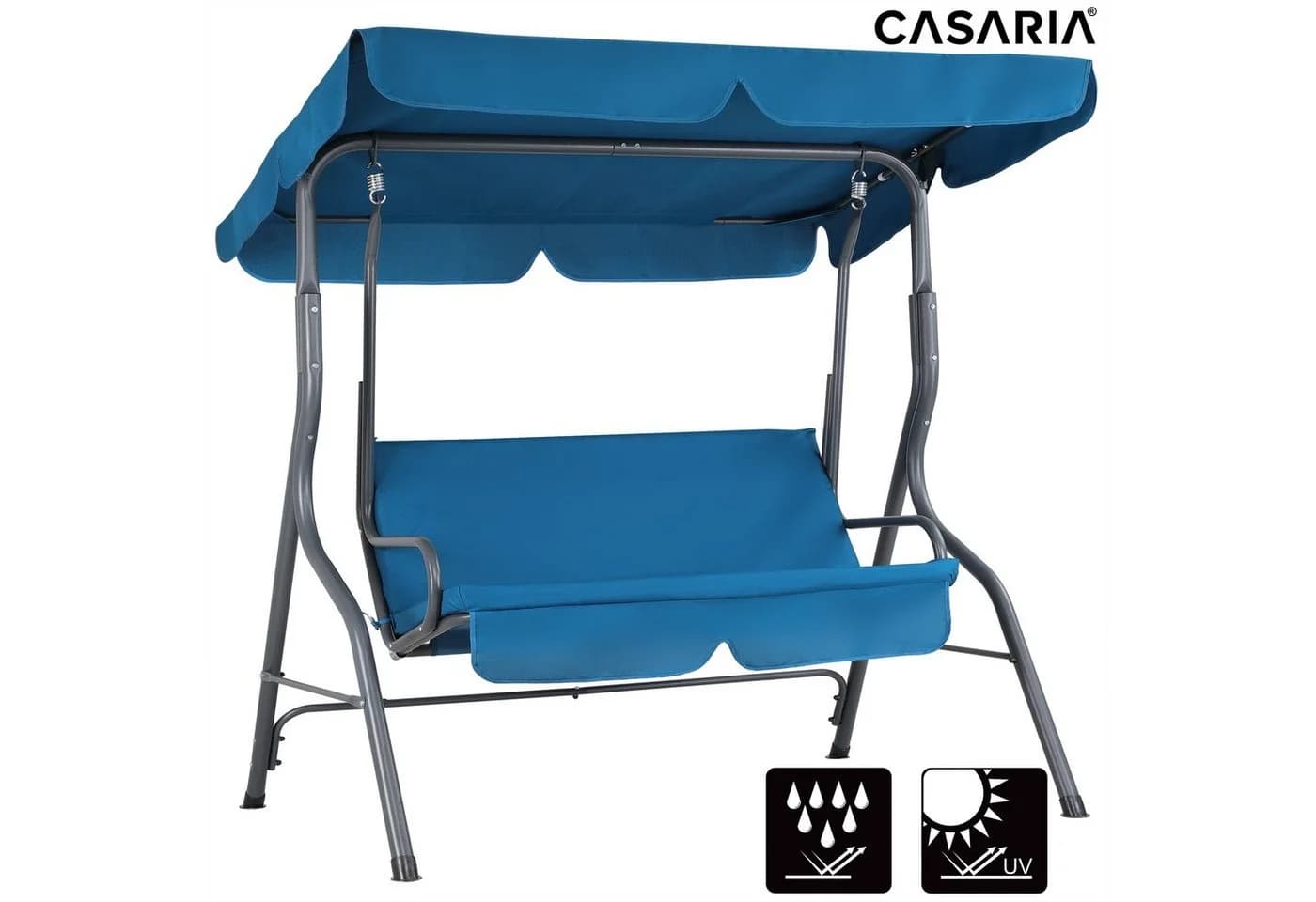 Casaria Hollywoodschaukel 2-Sitzer Atlantik Blau Wetterfest - Bild 3