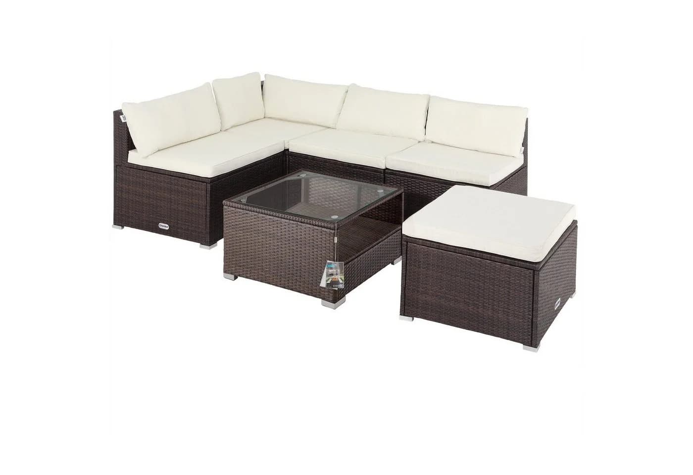 Casaria Perth 16-tlg. Gartenmöbel Set Braun Polyrattan mit Kissen - Bild 2