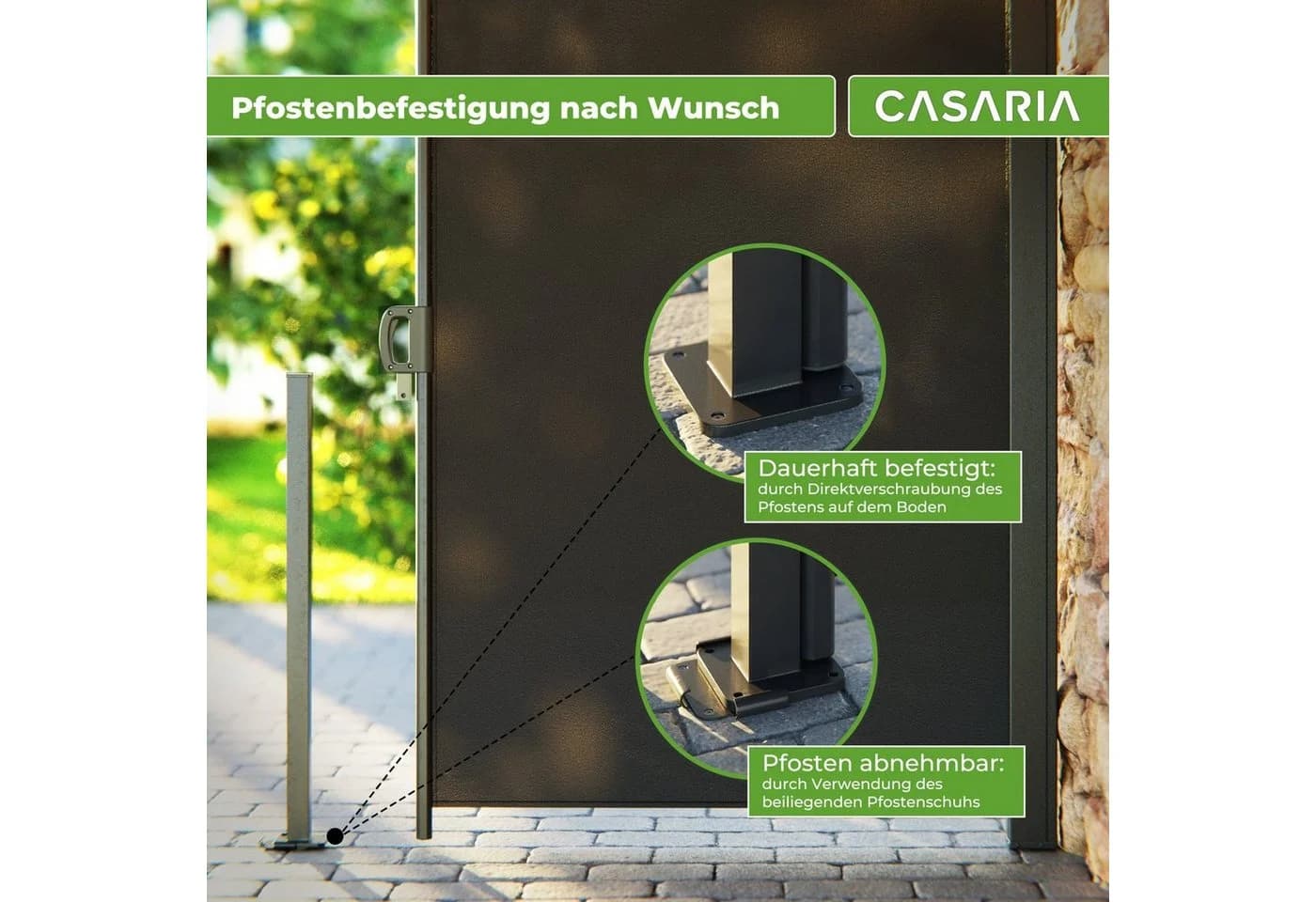 Casaria Balkonsichtschutz Norsara Seitenmarkise Grau Ausziehbar