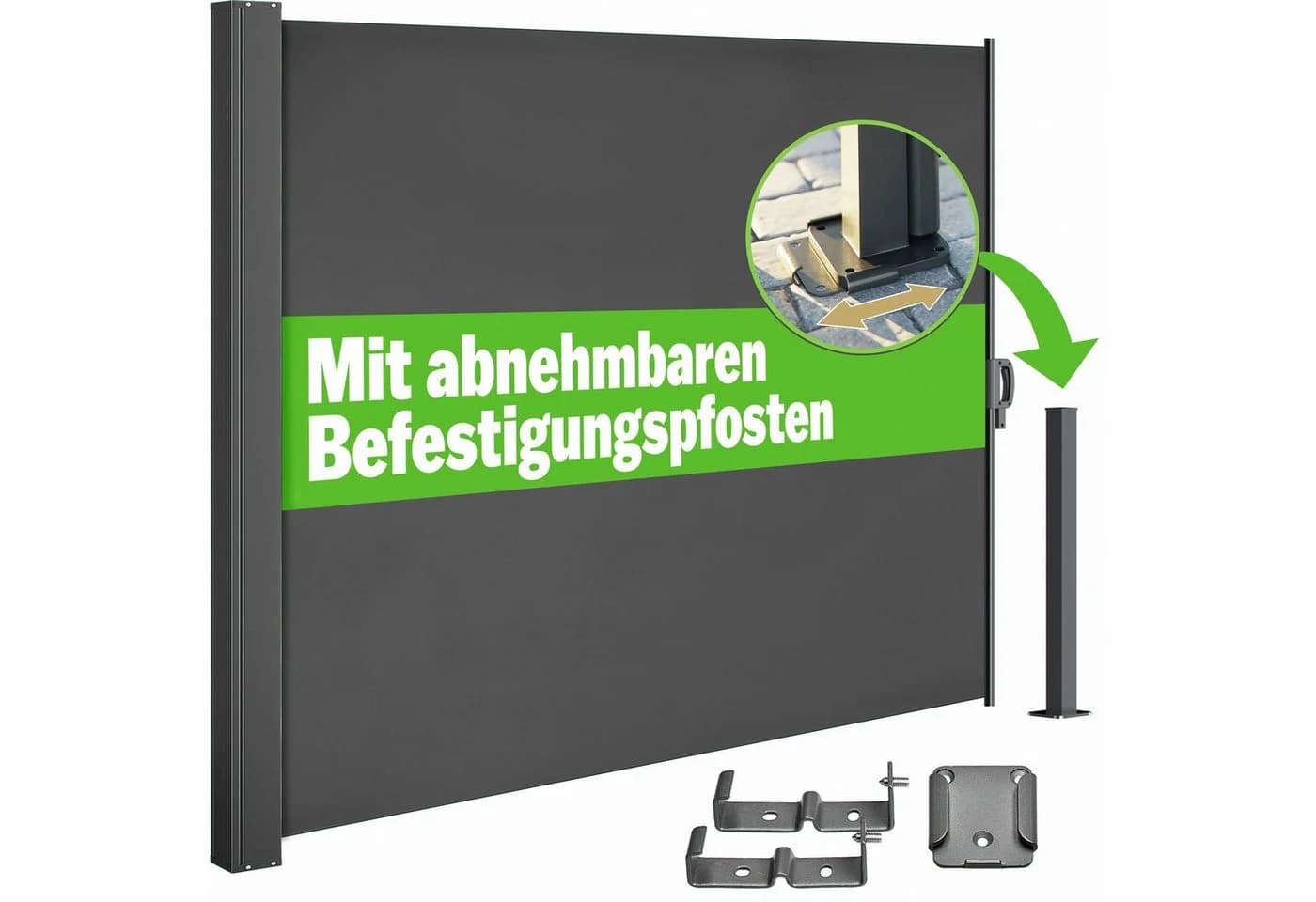 Casaria Balkonsichtschutz Norsara Seitenmarkise Grau Ausziehbar - Bild 2