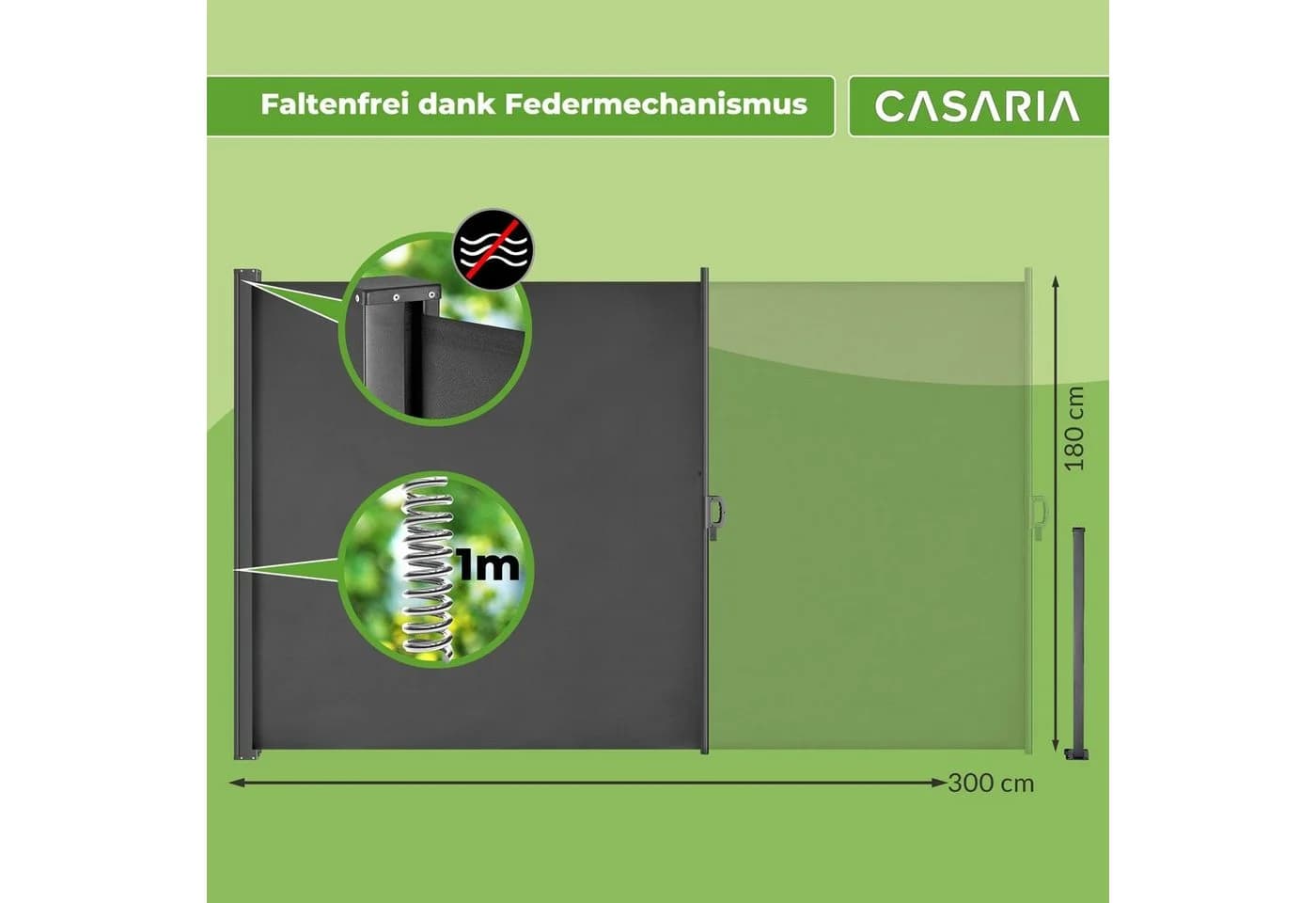 Casaria Balkonsichtschutz Norsara Seitenmarkise Grau Ausziehbar - Bild 5