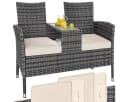 Casaria Gartenbank Grau mit Tisch und Auflagen Polyrattan Bild 2