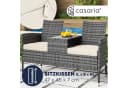 Casaria Gartenbank Grau mit Tisch und Auflagen Polyrattan Bild 3