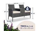 Casaria Gartenbank Grau mit Tisch und Auflagen Polyrattan Bild 5