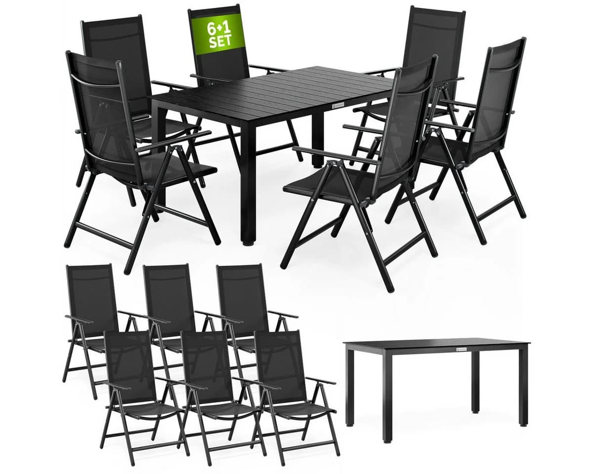 Casaria Garten-Essgruppe Bern 7-tlg. WPC Aluminium Klappbar Anthrazit - Bild 2
