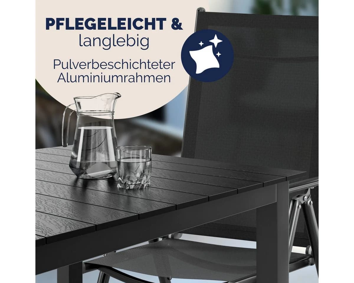 Casaria Garten-Essgruppe Bern 7-tlg. WPC Aluminium Klappbar Anthrazit - Bild 5