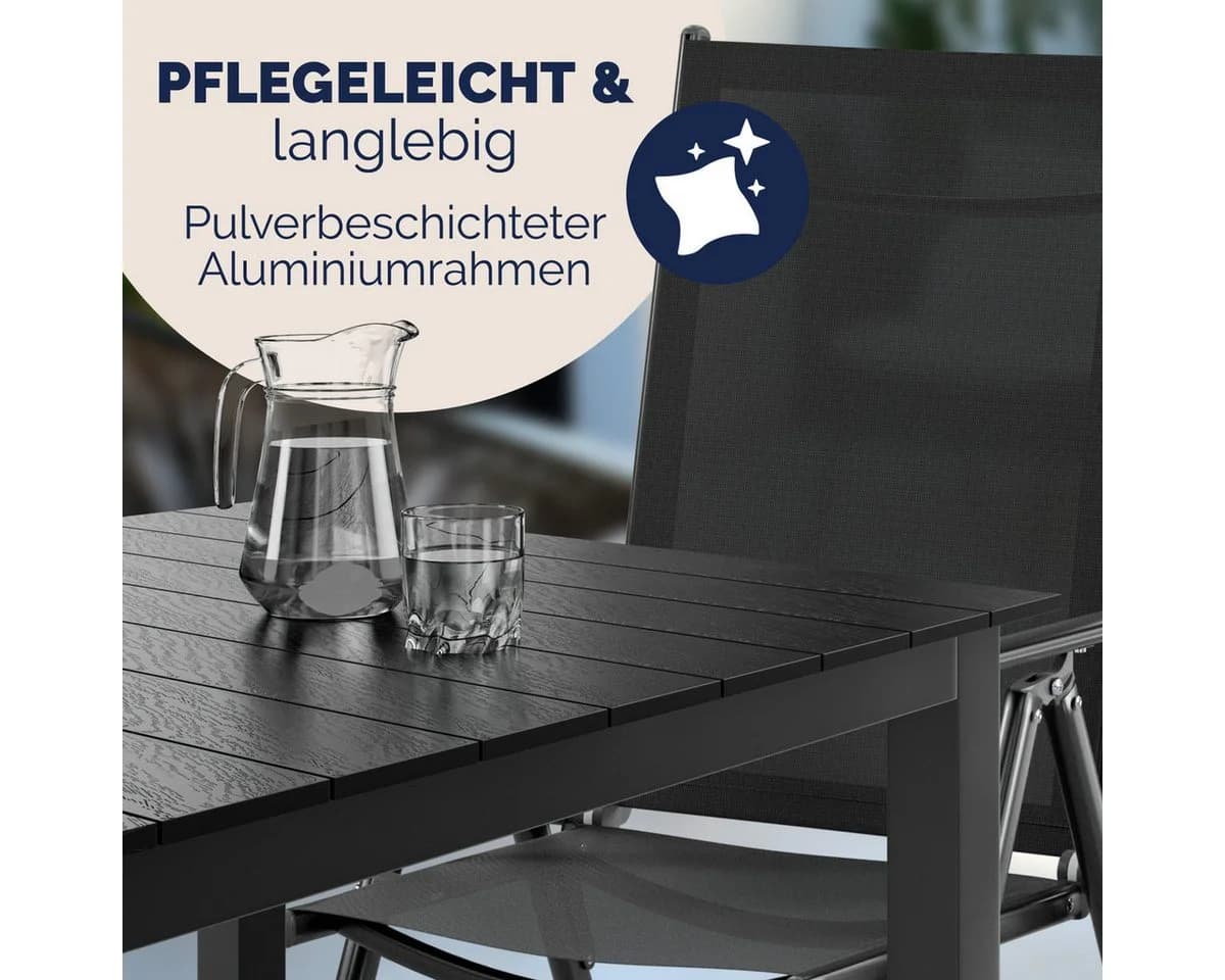 Casaria Garten-Essgruppe WPC Bern 9-tlg. Anthrazit Aluminium Klappbar - Bild 5