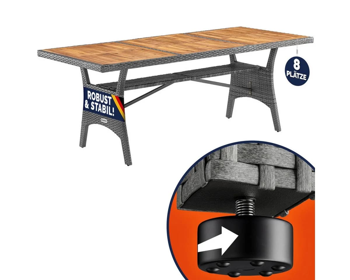 Casaria Gartentisch Polyrattan mit Ablage FSC-Akazie - Bild 2