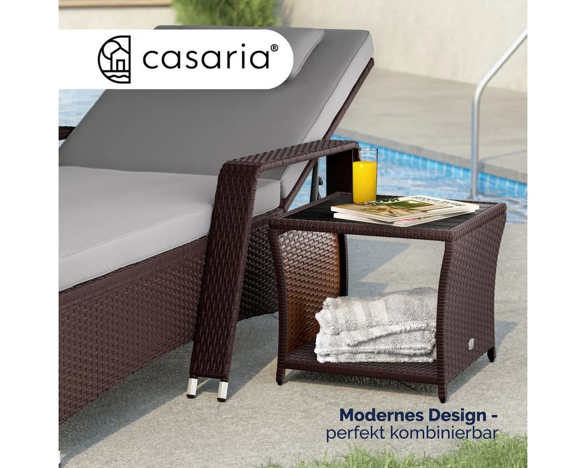 Casaria Beistelltisch Braun Wetterfest Polyrattan WPC Outdoor - Bild 3