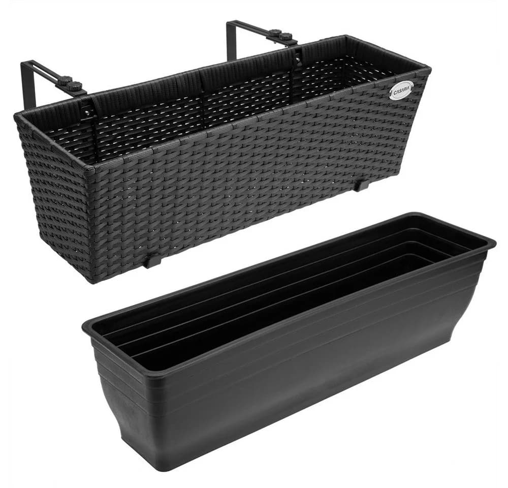 Casaria Blumenkasten 4er Set 11L Polyrattan mit Halterung - Bild 3