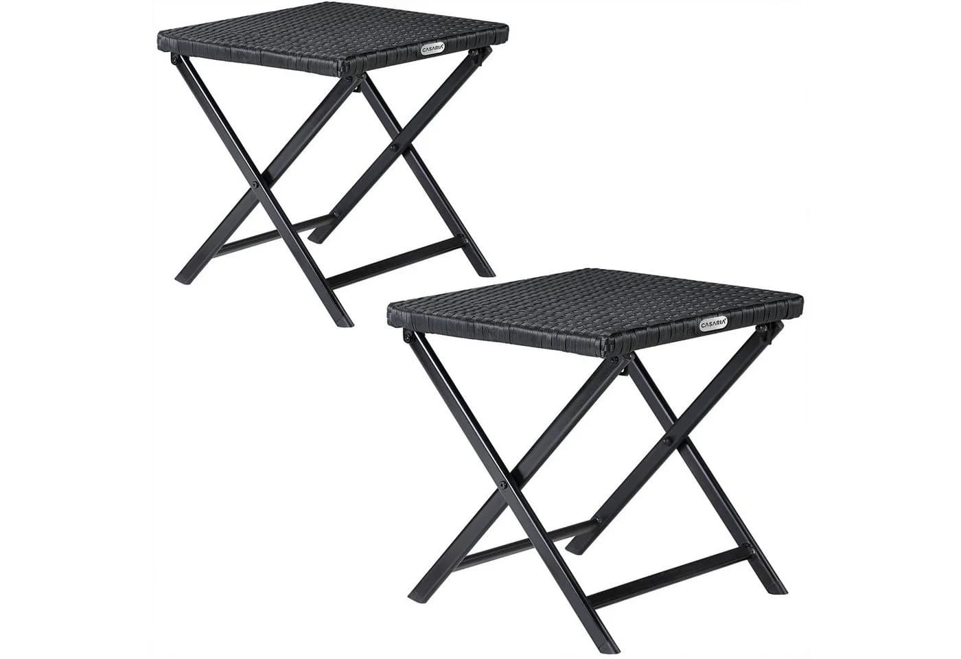 Casaria Gartenstuhl Rom 2er Set Schwarz Polyrattan Klappbar - Bild 2