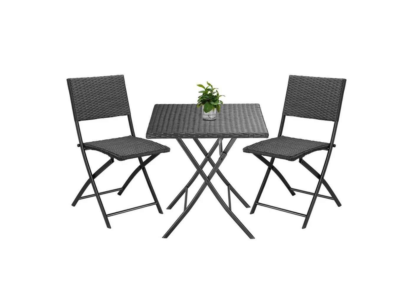 Casaria Balkonset Rom Polyrattan 3-tlg. Klappbar Platzsparend 2 Personen Wetterfest - Bild 2