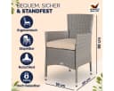 Casaria Gartenstuhl 4er Set Polyrattan Beige Stapelbar Bild 1