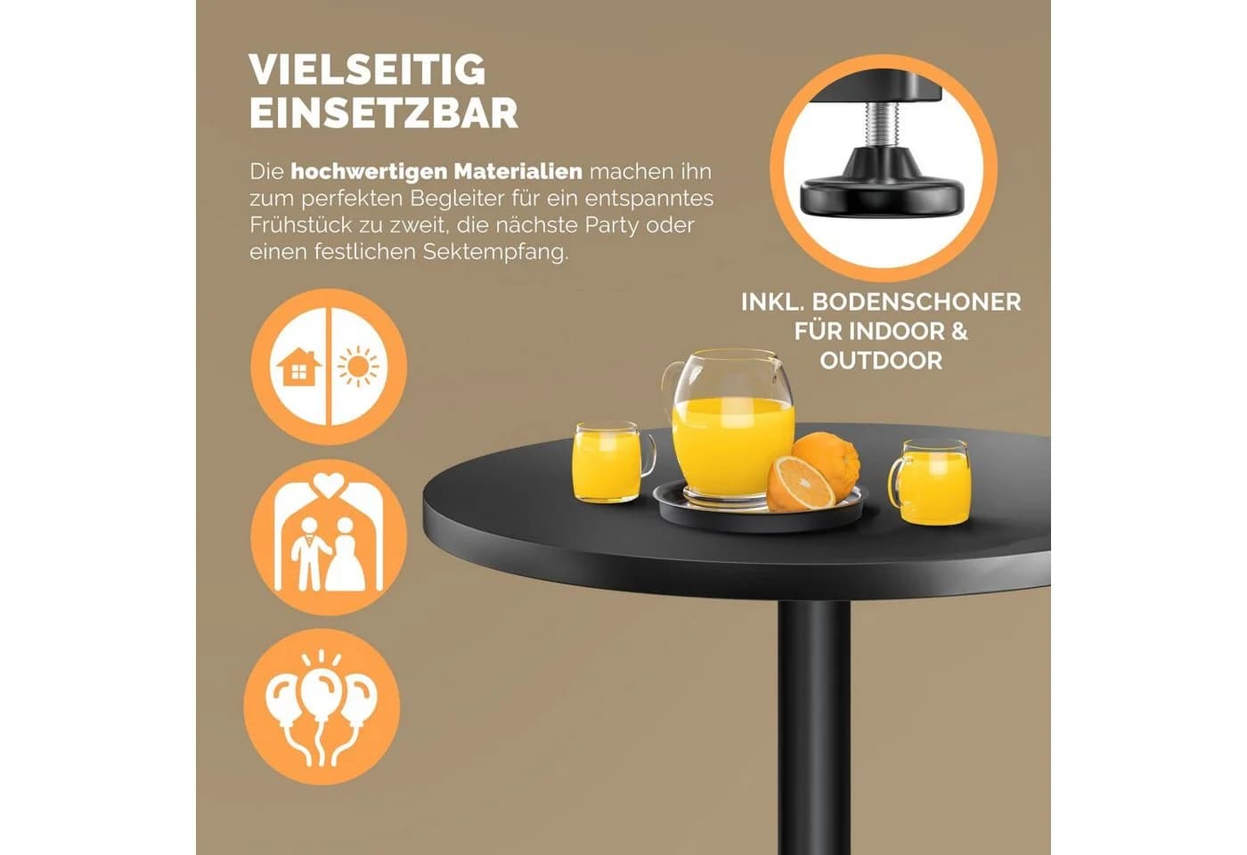 Casaria Stehtisch Höhenverstellbar Schwarz Aluminium Edelstahl