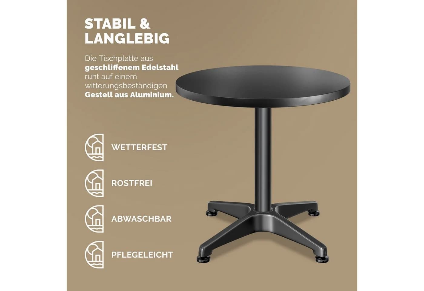 Casaria Stehtisch Höhenverstellbar Schwarz Aluminium Edelstahl - Bild 5