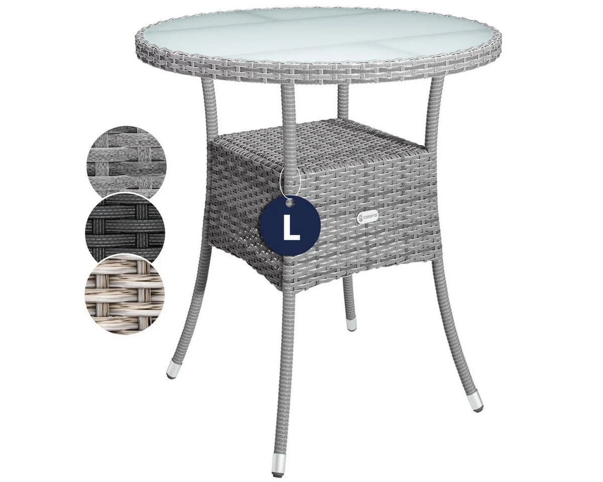 Casaria Gartentisch Rund Milchglas Wetterfest Polyrattan - Bild 2