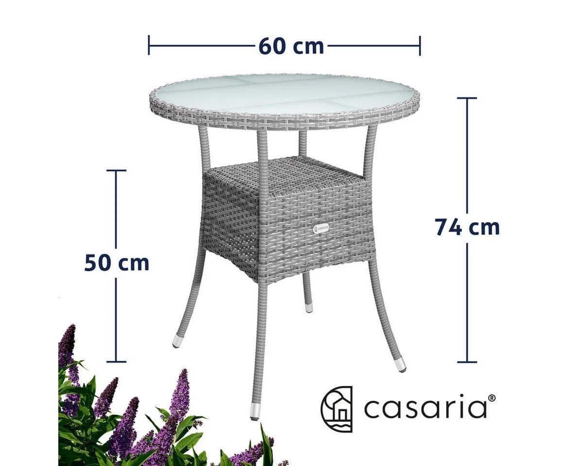Casaria Gartentisch Rund Milchglas Wetterfest Polyrattan - Bild 3
