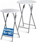 Casaria Stehtisch 2er Set Klappbar Wetterfest Weiß Bild 2