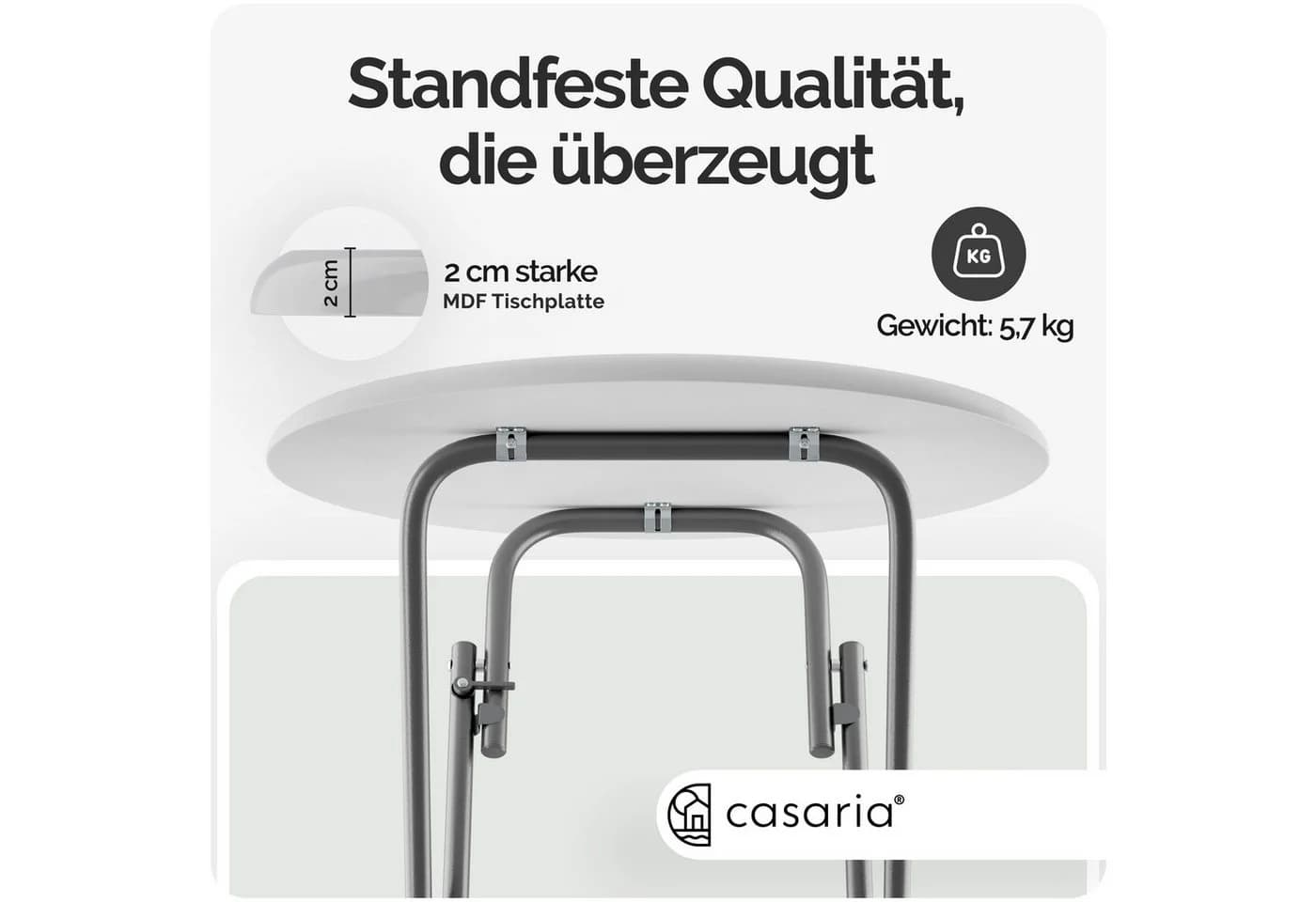 Casaria Stehtisch 2er Set Klappbar Wetterfest Weiß - Bild 5