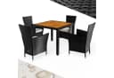 Casaria Garten-Essgruppe 5-tlg. Schwarz/Beige Polyrattan Akazie Bild 2