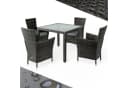 Casaria Garten-Essgruppe 5-tlg. Grau/Beige Polyrattan mit Glasplatte Bild 2