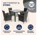 Casaria Garten-Essgruppe 5-tlg. Grau/Beige Polyrattan mit Glasplatte Bild 3