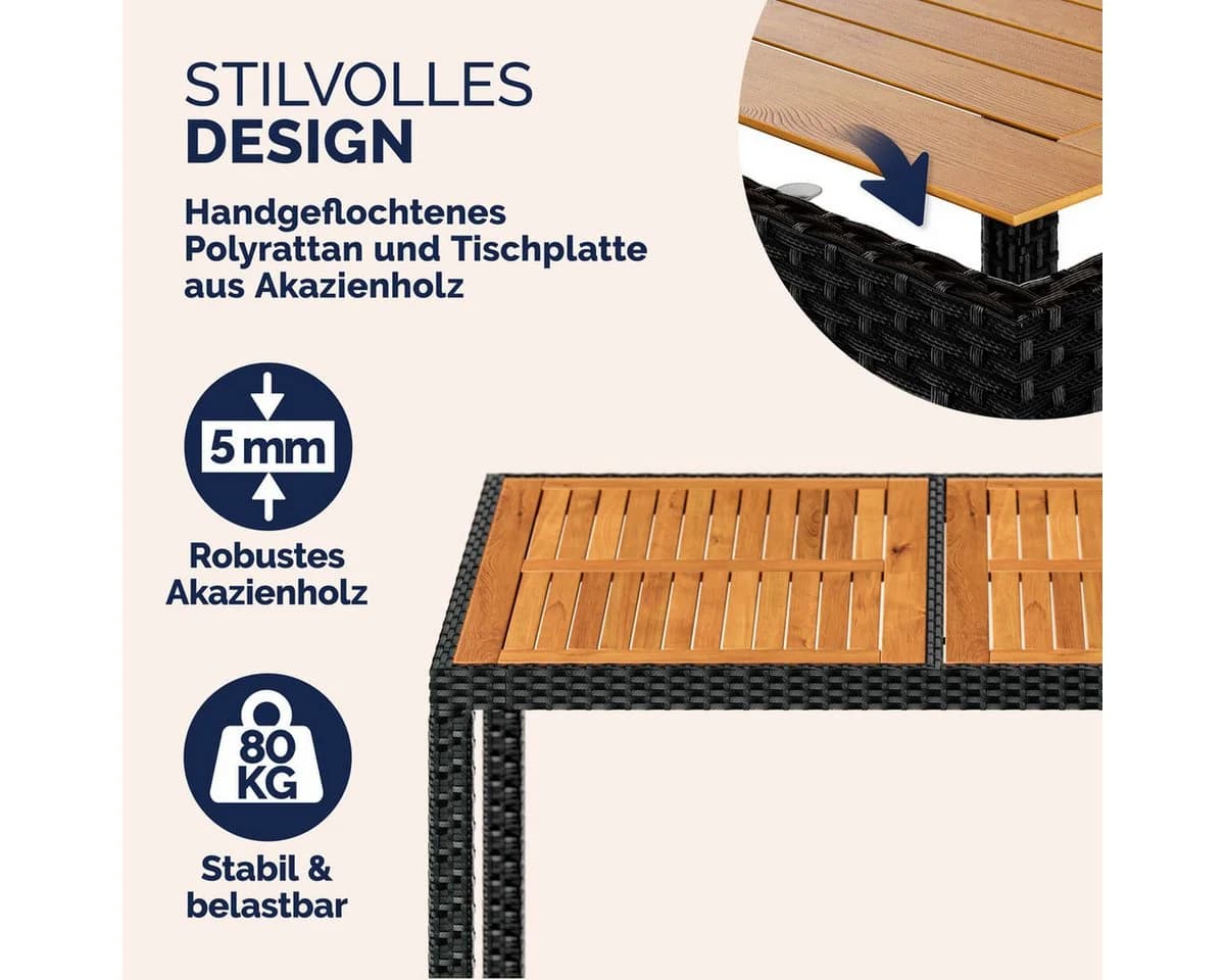 Casaria Garten-Essgruppe Palermo 9-tlg. Polyrattan Akazienholz