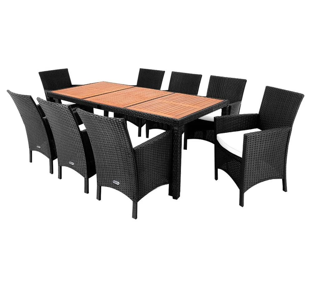 Casaria Garten-Essgruppe Palermo 9-tlg. Polyrattan Akazienholz - Bild 2