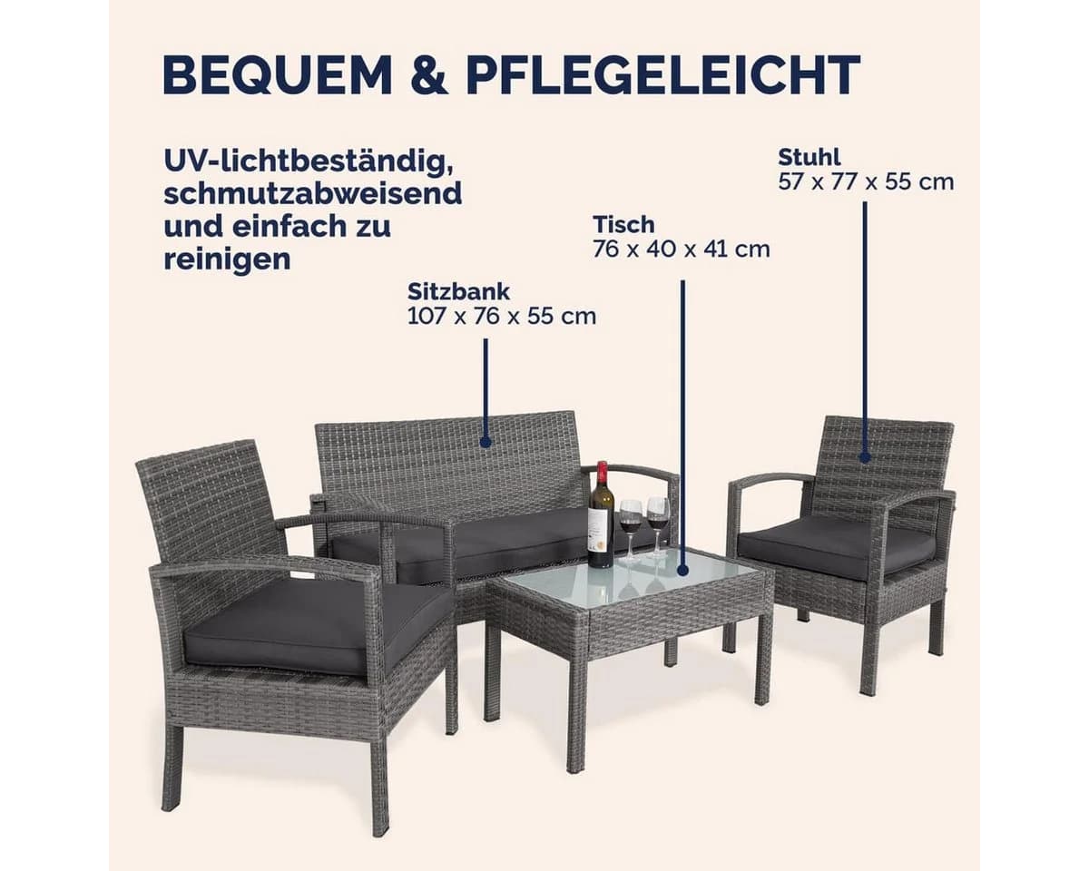 Casaria Balkonset 4 Personen Wetterfest Polyrattan - Bild 5