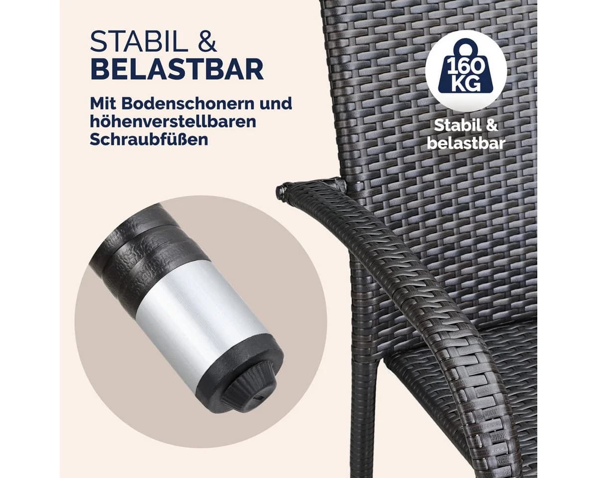 Casaria Gartenstuhl Stapelbar Wetterfest Polyrattan Braun