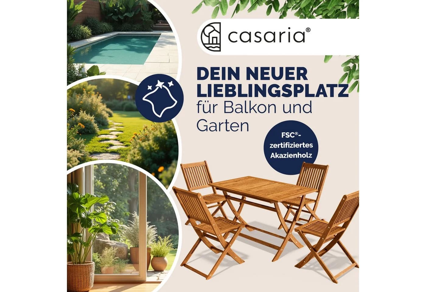 Casaria Gartenlounge-Set 5-tlg. FSC®-zertifiziert Akazienholz