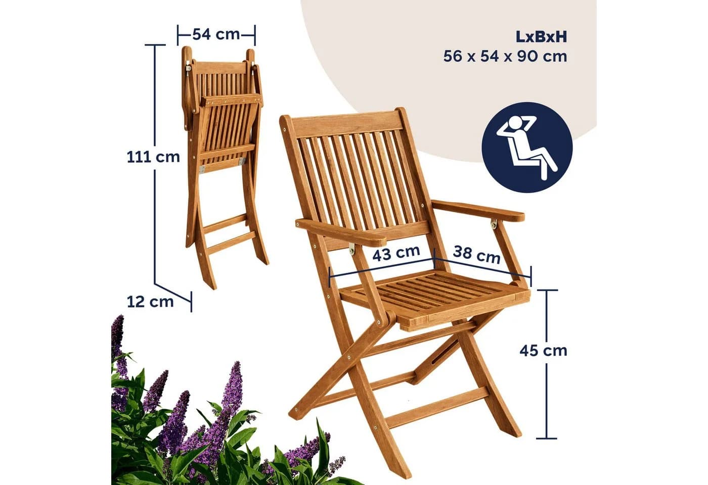 Casaria Balkonset 2 Personen Holz FSC®-zertifizierte Stühle 160kg Belastbar