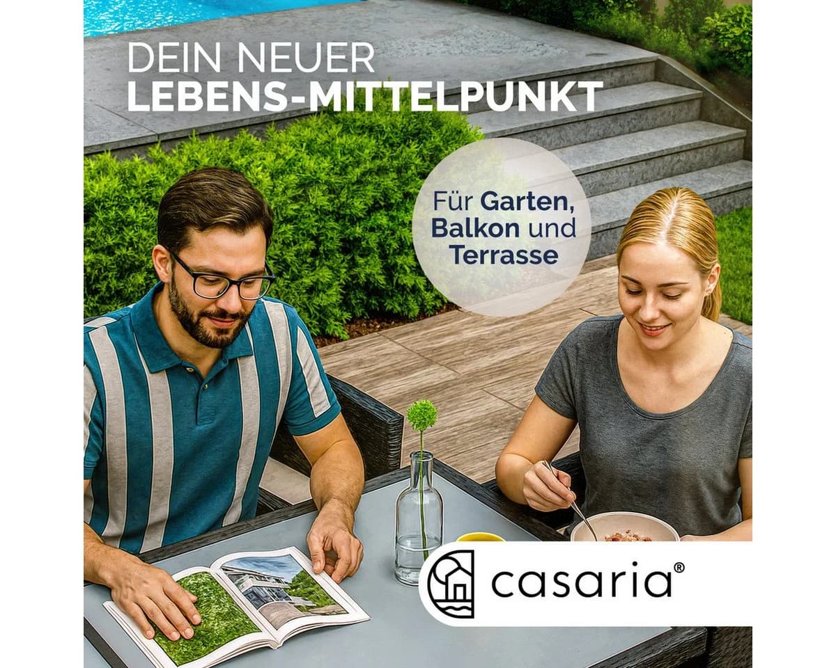 Casaria Gartentisch Schwarz Polyrattan Sicherheitsglas - Bild 5