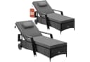 Casaria Gartenliege 2er Set Polyrattan mit Rollen Anthrazit Bild 2
