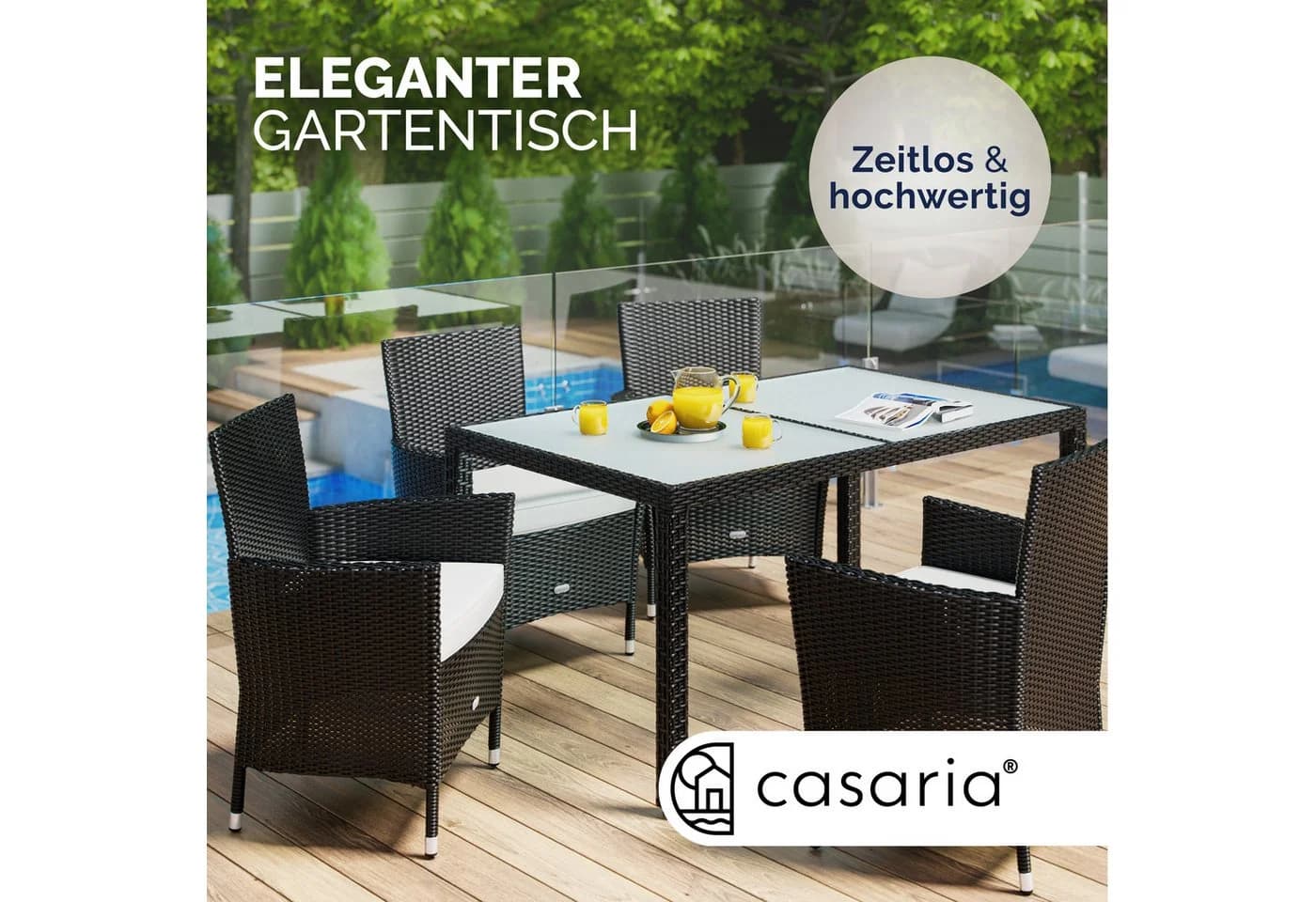 Casaria Gartentisch Polyrattan 5mm Sicherheitsglas - Bild 3