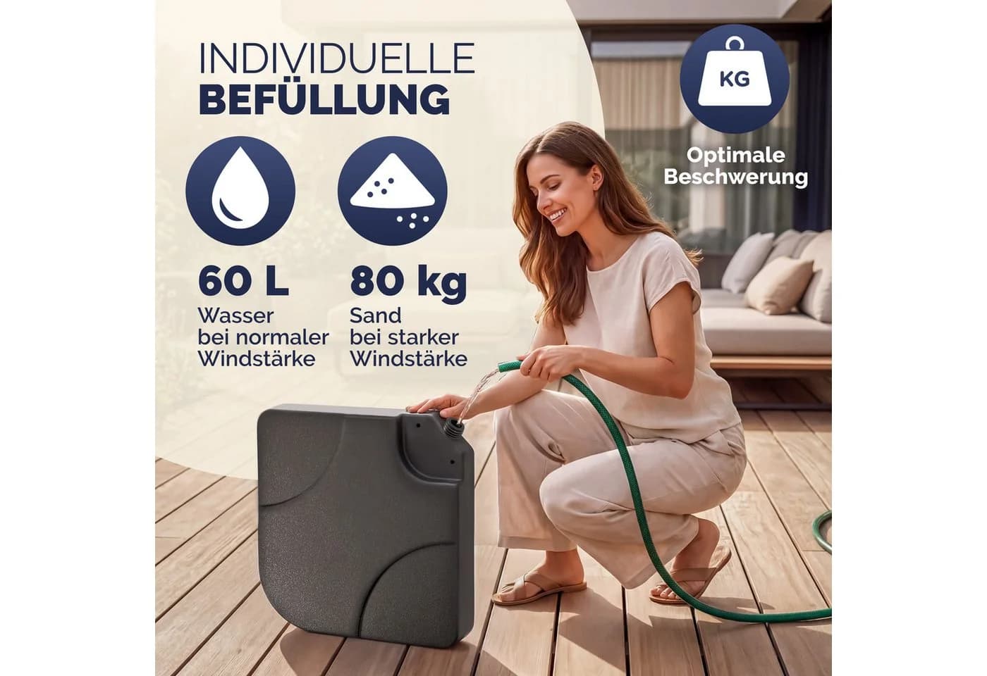 Casaria Sonnenschirmständer 4er-Set HDPE mit Wasser- oder Sandbefüllung - Bild 4
