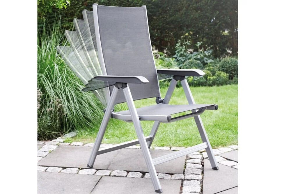 KETTLER Klappstuhl Basic Plus Silber/Anthrazit - Verstellbare Lehne