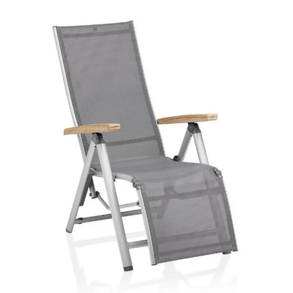 KETTLER CIRRUS Relaxsessel Gartenstuhl silber anthrazit Teak - Bild 2