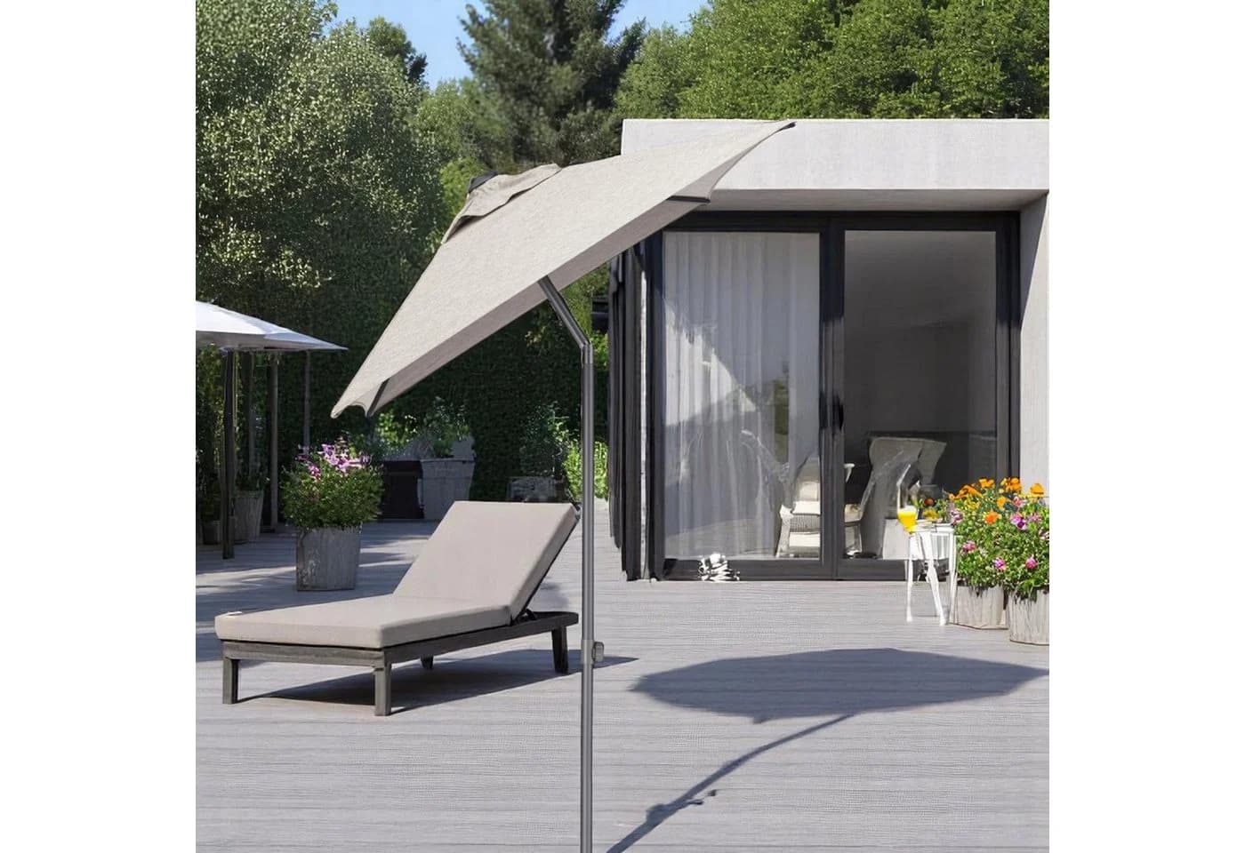 Kettler Sonnenschirm Balkon EASY PUSH Anthrazit Hellgrau