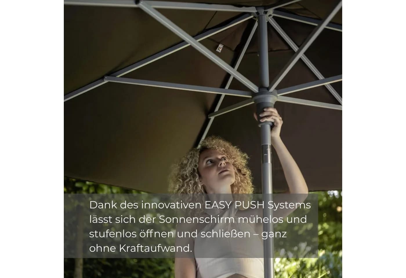 Kettler Sonnenschirm Balkon EASY PUSH Anthrazit Hellgrau - Bild 5